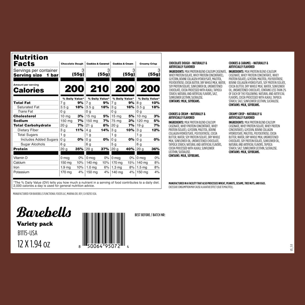 Barebells Cookies & Caramel bar – rich flavor with 20g protein for quick refuel.
