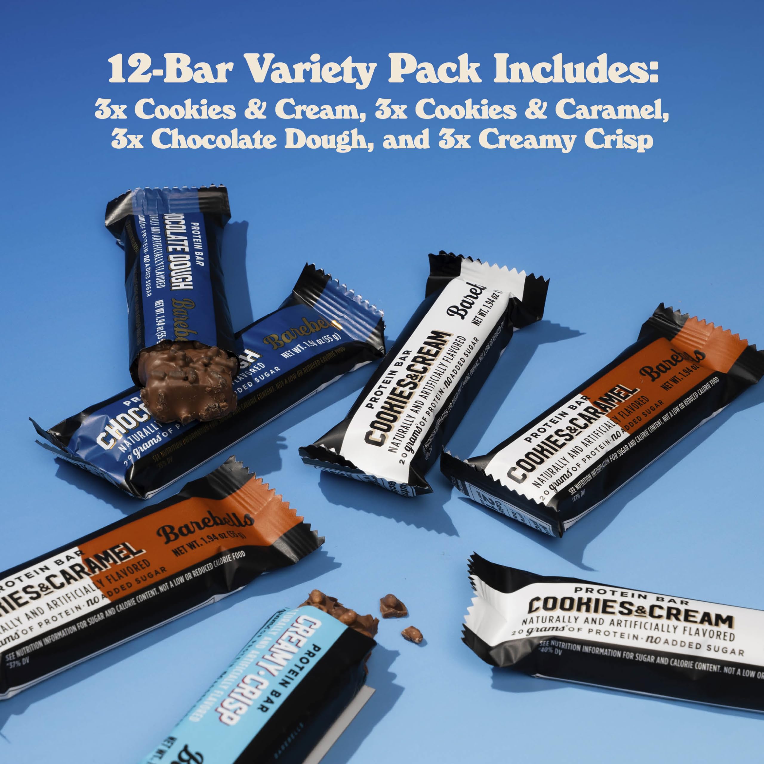 Barebells Creamy Crisp bar – creamy center with 20g protein for a satisfying snack.