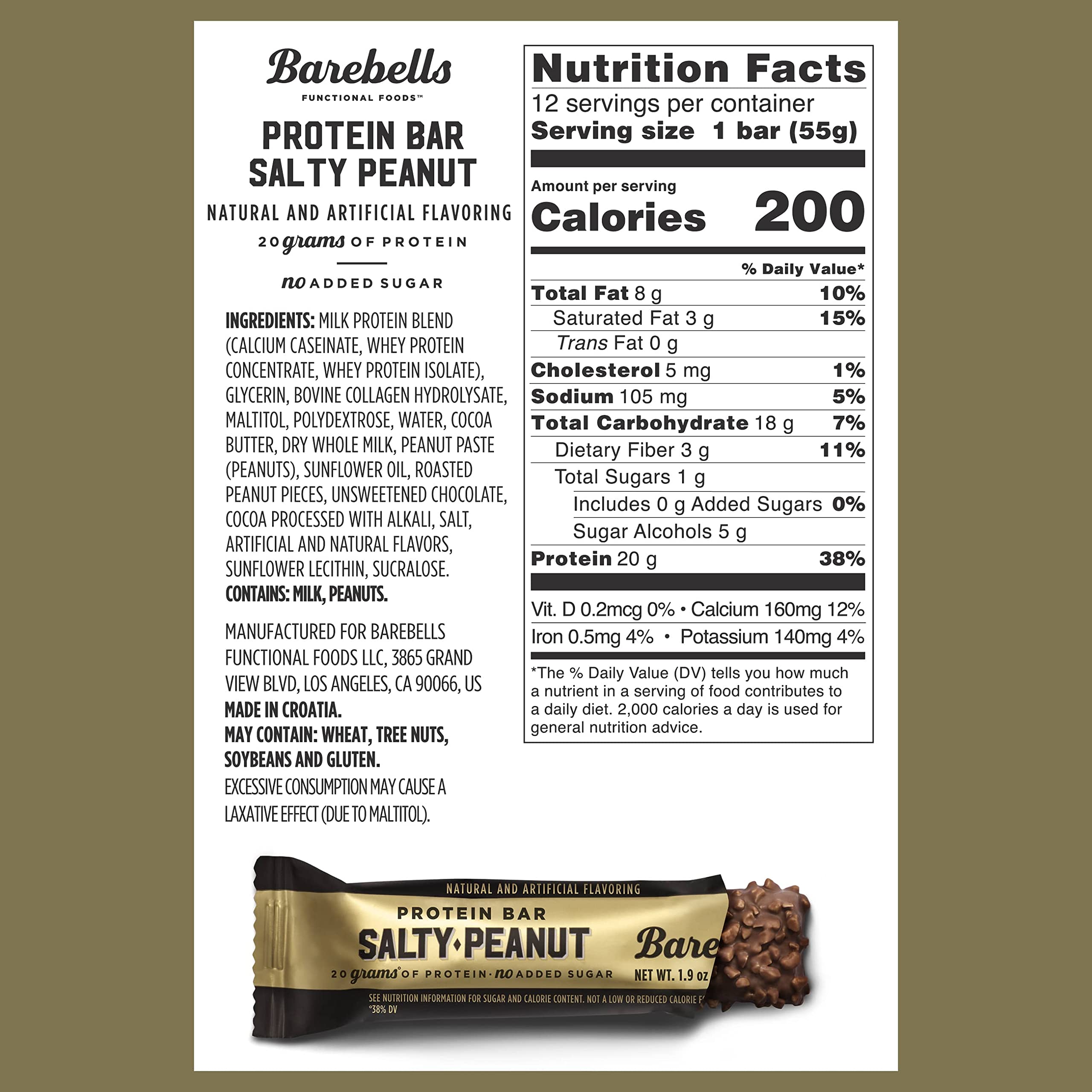 Barebells Salty Peanut bars inside pack, ideal for on-the-go energy.