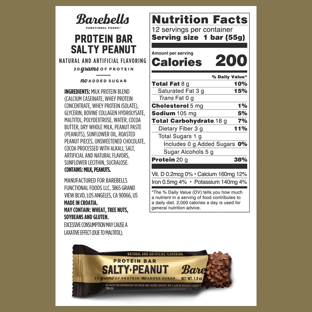 Barebells Salty Peanut bars inside pack, ideal for on-the-go energy.