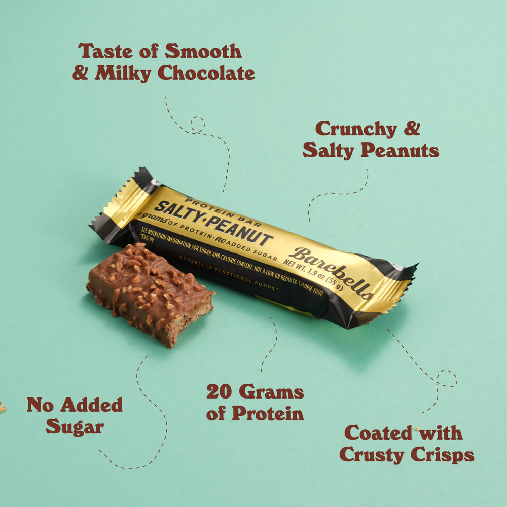 Barebells Salty Peanut bar break reveals satisfying bite