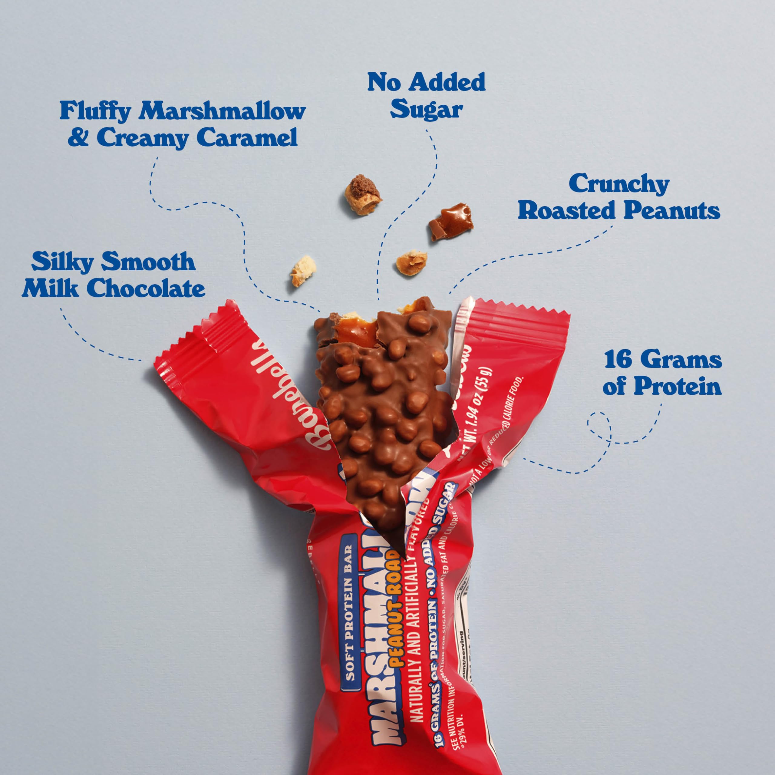 Barebells bar with caramel drizzle and peanuts delivers crave worthy bite.