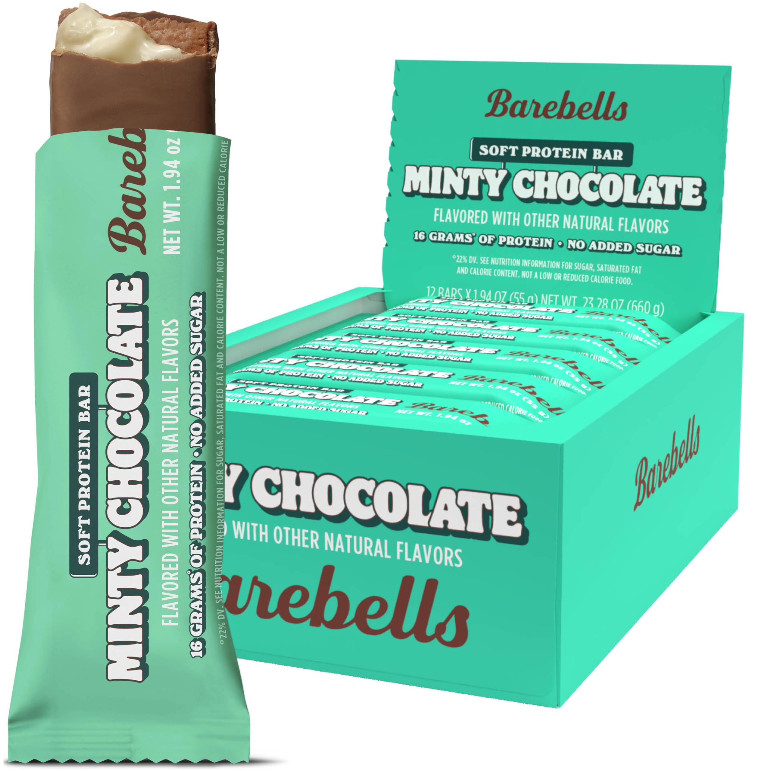 Barebells soft minty chocolate bars pack, convenient on-the-go protein snack