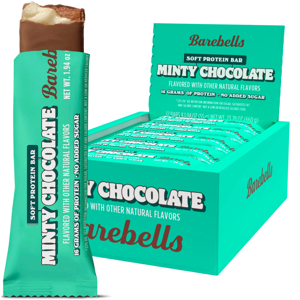 Barebells soft minty chocolate bars pack, convenient on-the-go protein snack
