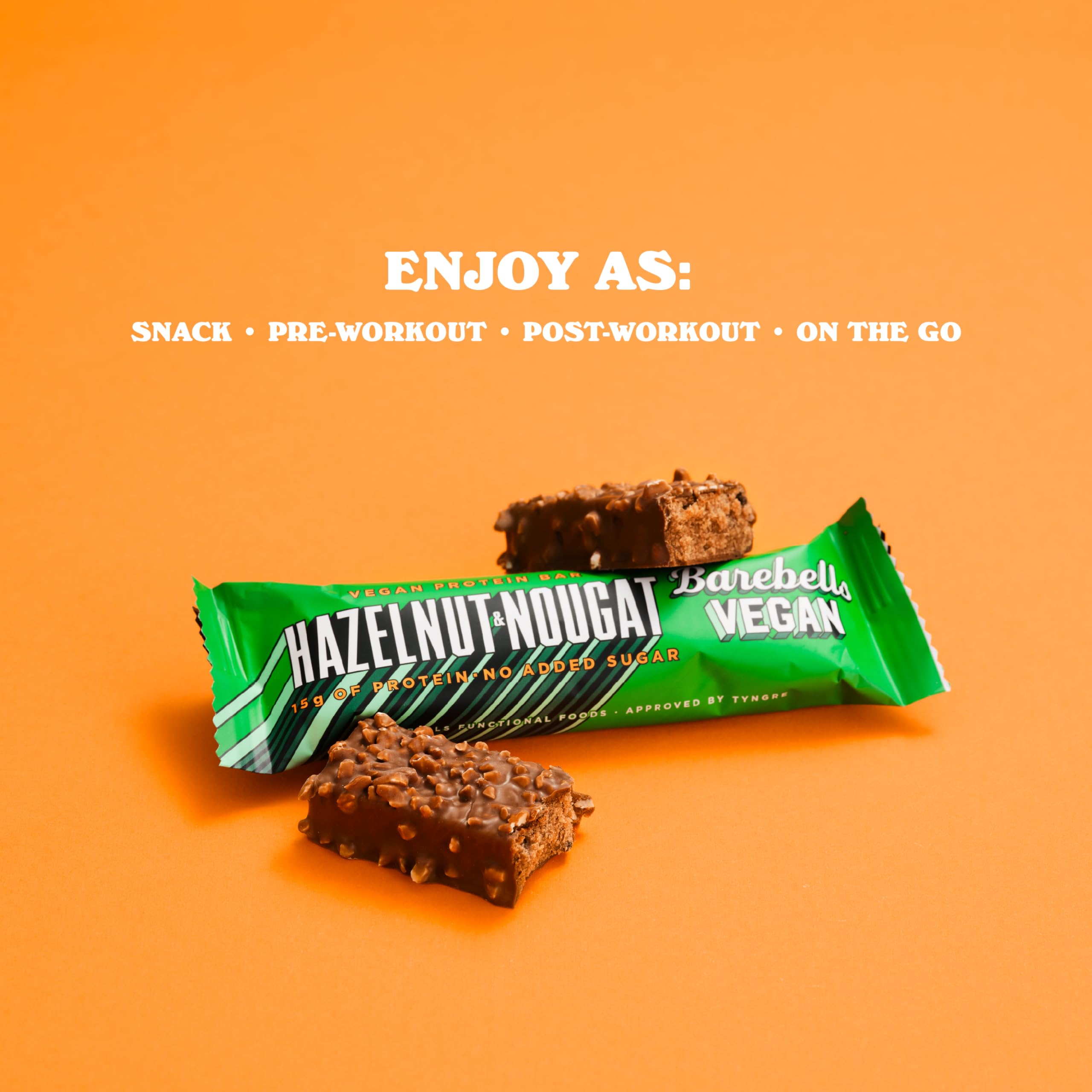 Barebells hazelnut nougat flavor with no added sugars suitable for craving control