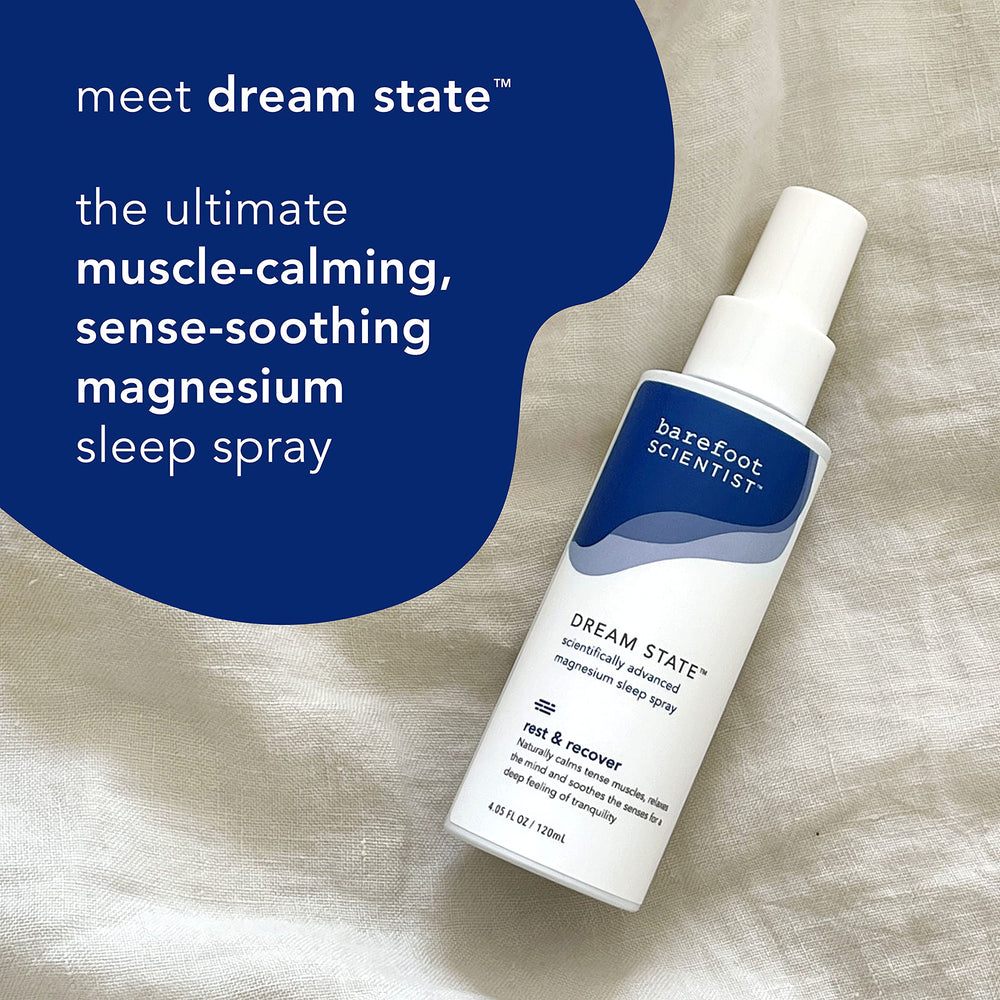Dream State Sleep Spray being applied to feet for fast absorption