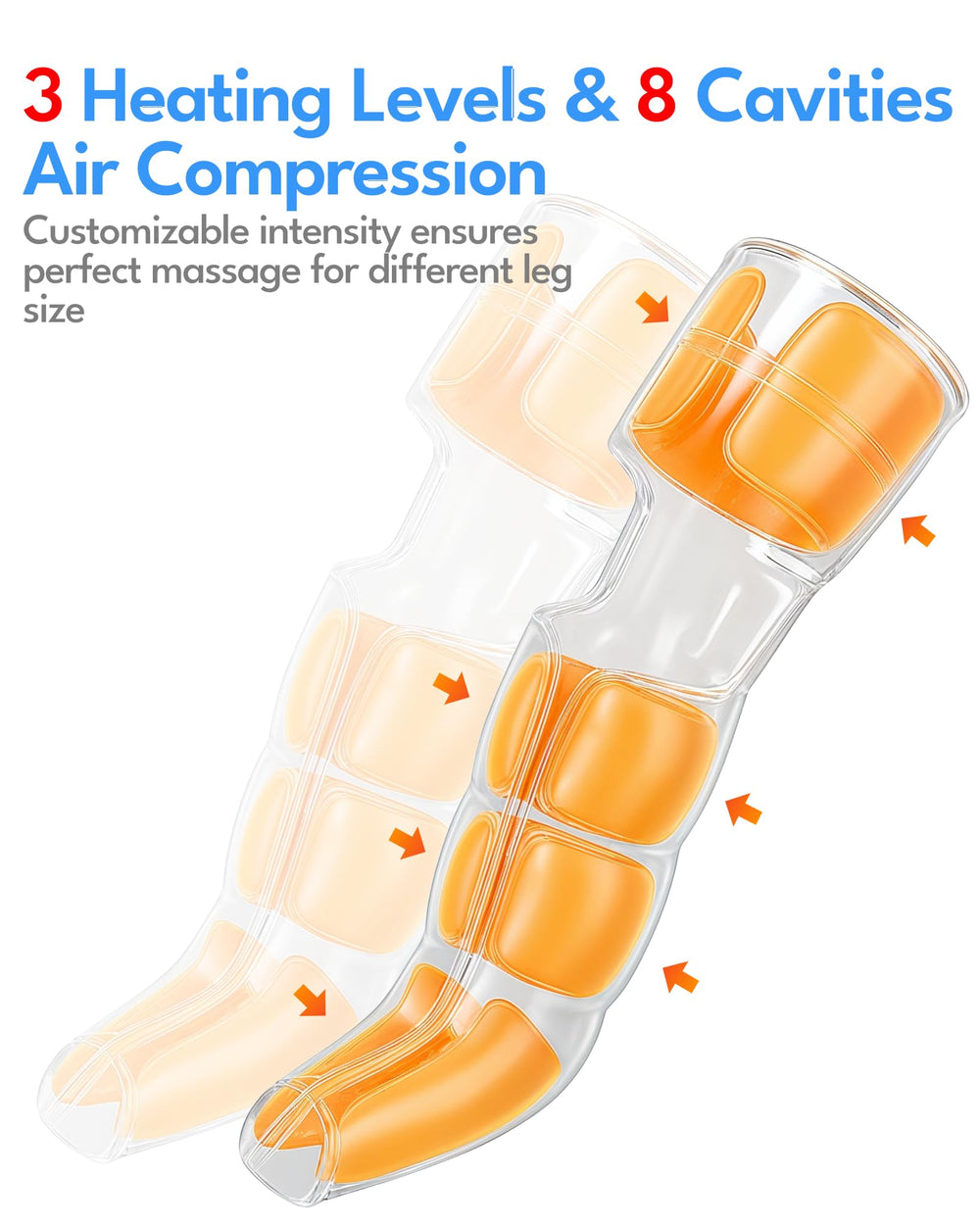 Baregamyan Leg Massager therapy settings demonstrate targeted relief options