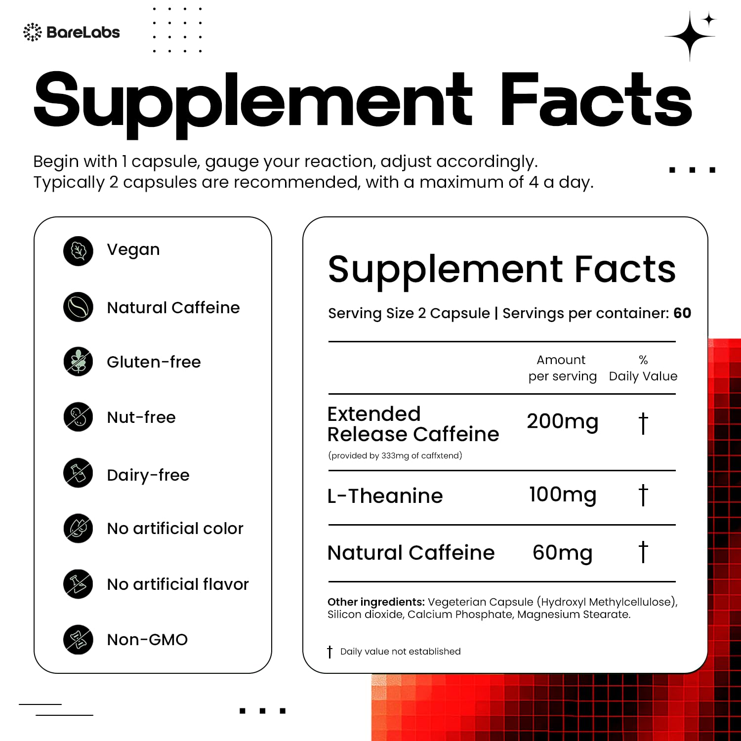 BareLabs packaging front view communicates a natural energy supplement for busy days