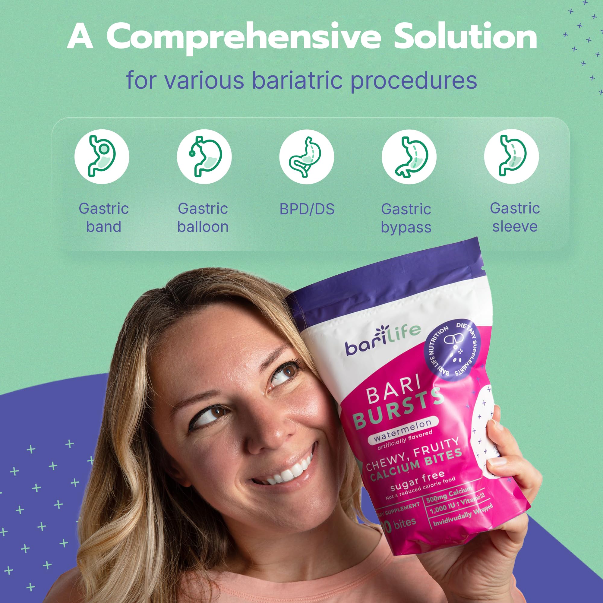 Sugar-free Bari Burst chews in lemon lime offer a pleasant alternative to pills.