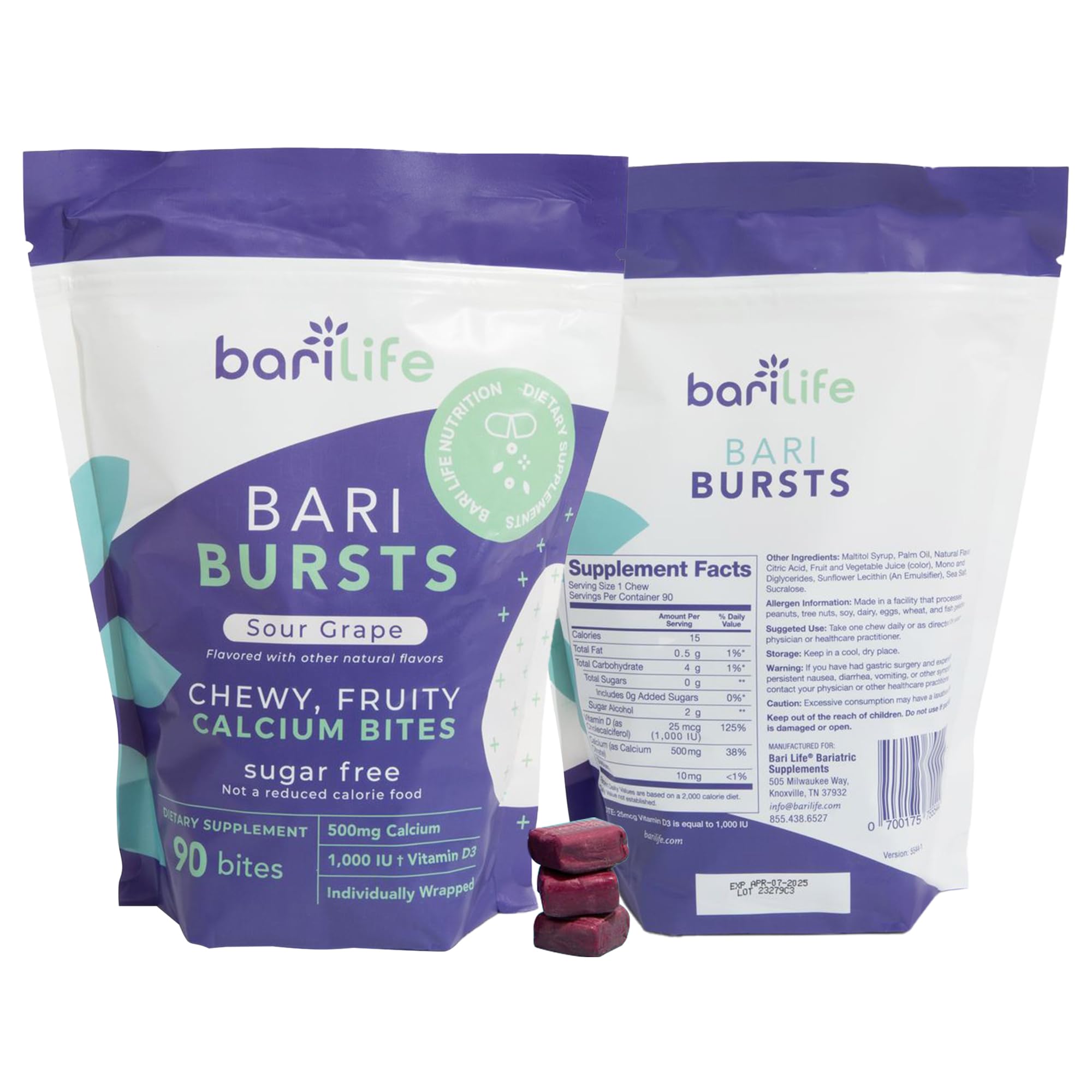 Bari Life chews serving size close-up for easy daily intake.