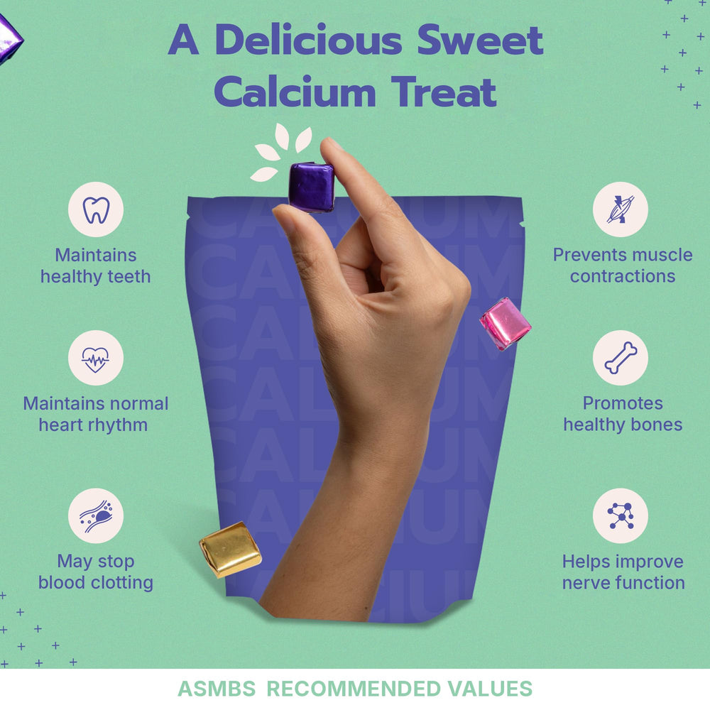Grape-flavored chewy bites offer tasty daily calcium.