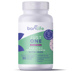 Bari Life Just One Chewable bottle on a kitchen counter for easy daily use
