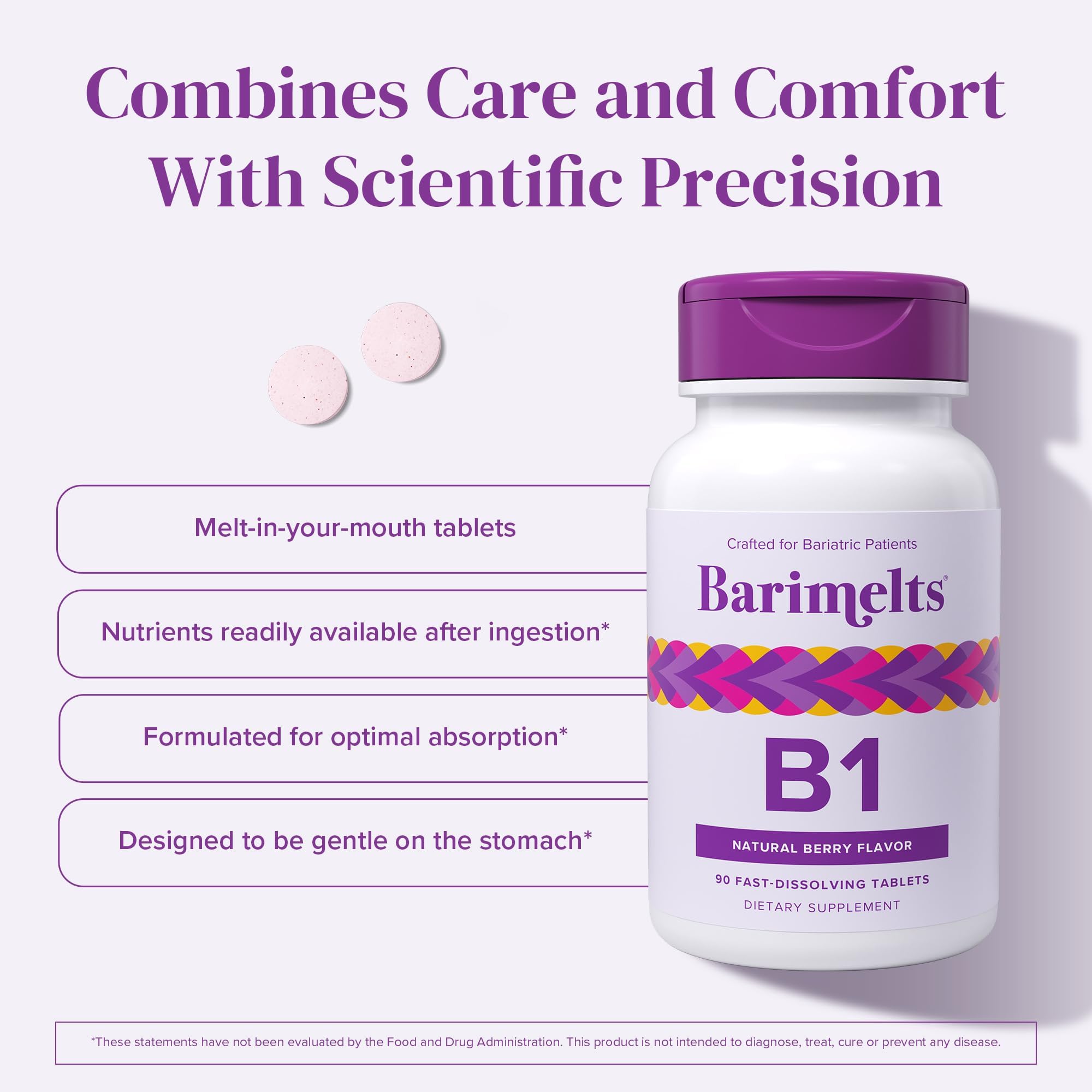 BariMelts B1 packaging box illustrating compact, travel-friendly vitamins