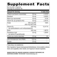 Bariatric Advantage B50 capsules close-up, easy-digest mini capsules designed for daily use.