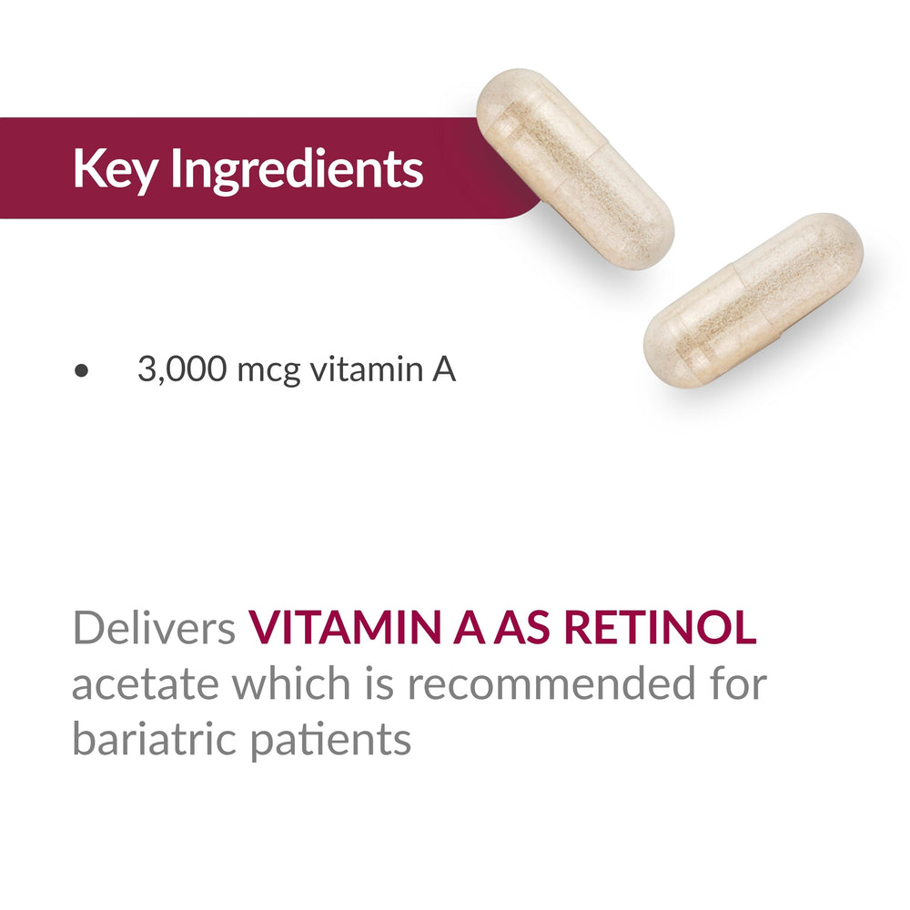 Bariatric Advantage vitamin A supplement aids routine post-surgery nutrition.