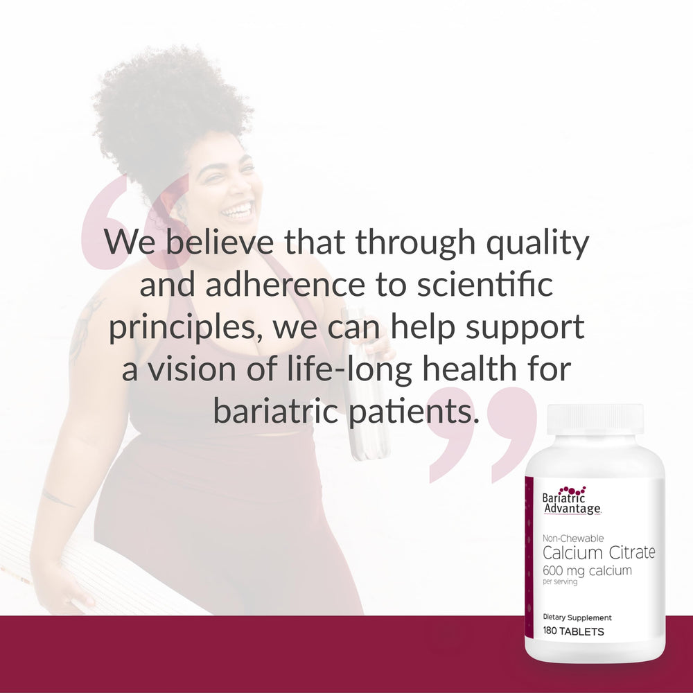 Bariatric Advantage calcium citrate 600 mg bottle on shelf suggesting long-term bone support