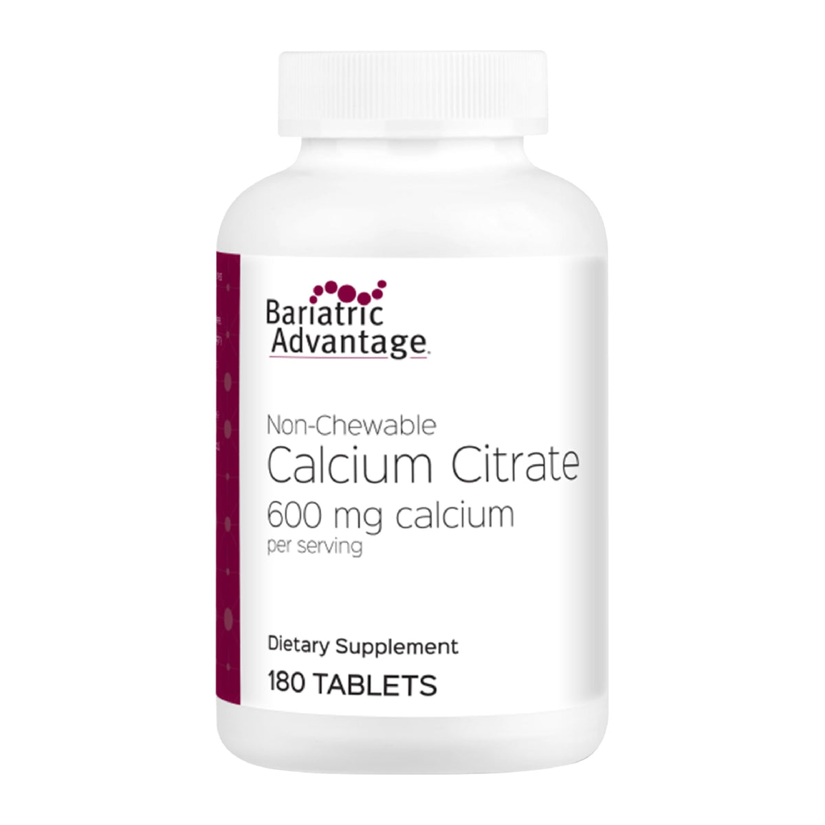 Bariatric Advantage calcium citrate 600 mg bottle supports bone health for post-surgery patients