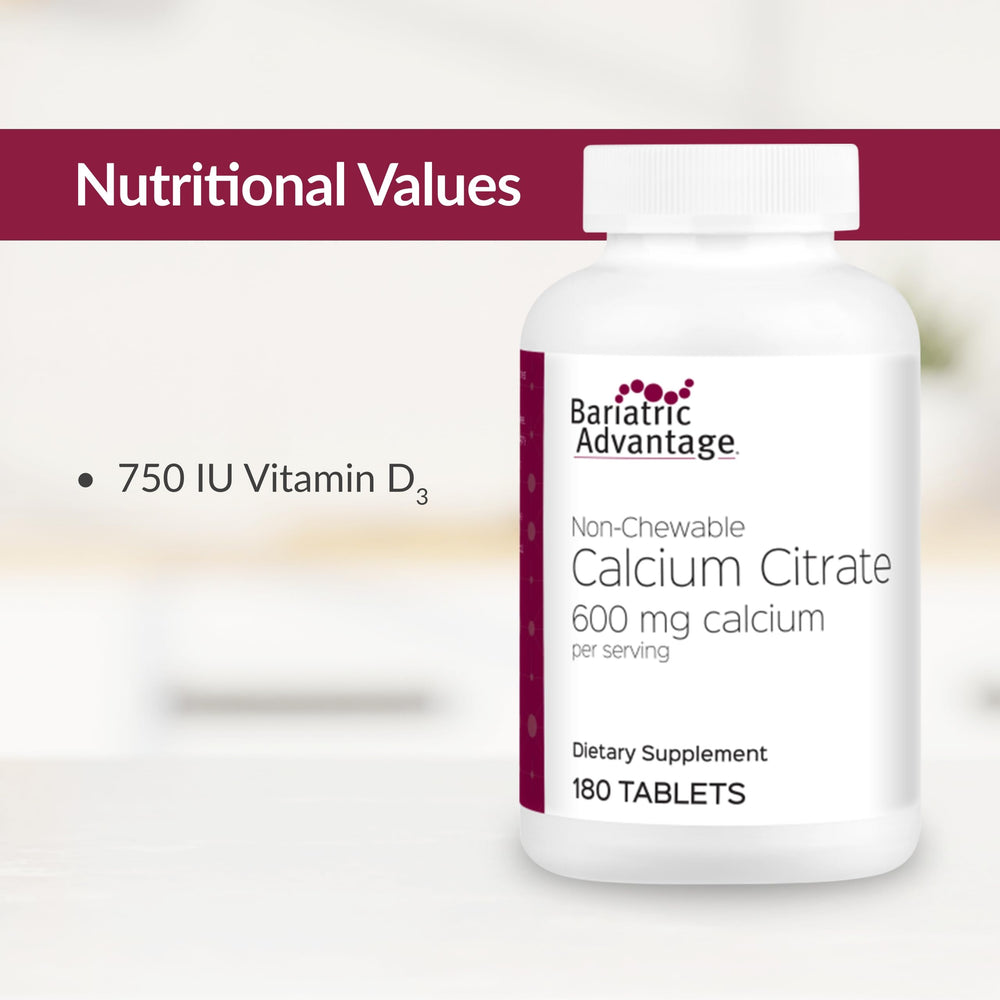 Tablets with easy swallow coating from Bariatric Advantage calcium citrate 600 mg