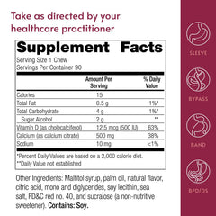 Bariatric Advantage Calcium Citrate Chewy Bites with D3 bottle label detail