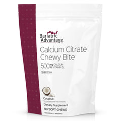 Bariatric Advantage calcium citrate chewy bites bottle view for convenient daily calcium