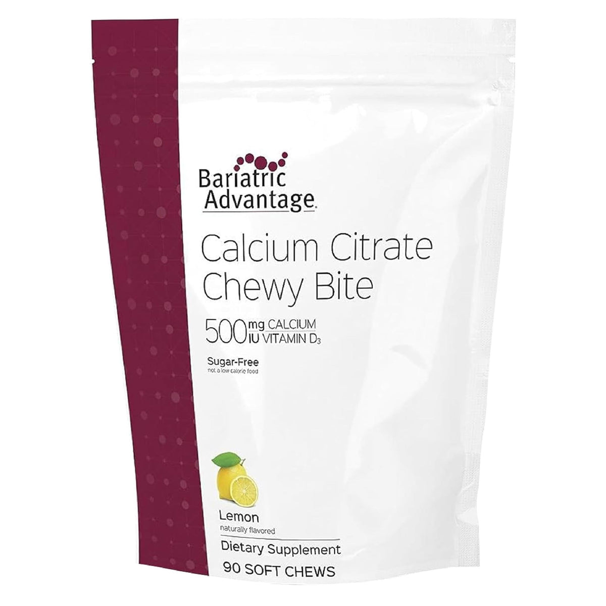 Bariatric Advantage Calcium Citrate Chewy Bites lemon bottle on-the-go calcium support