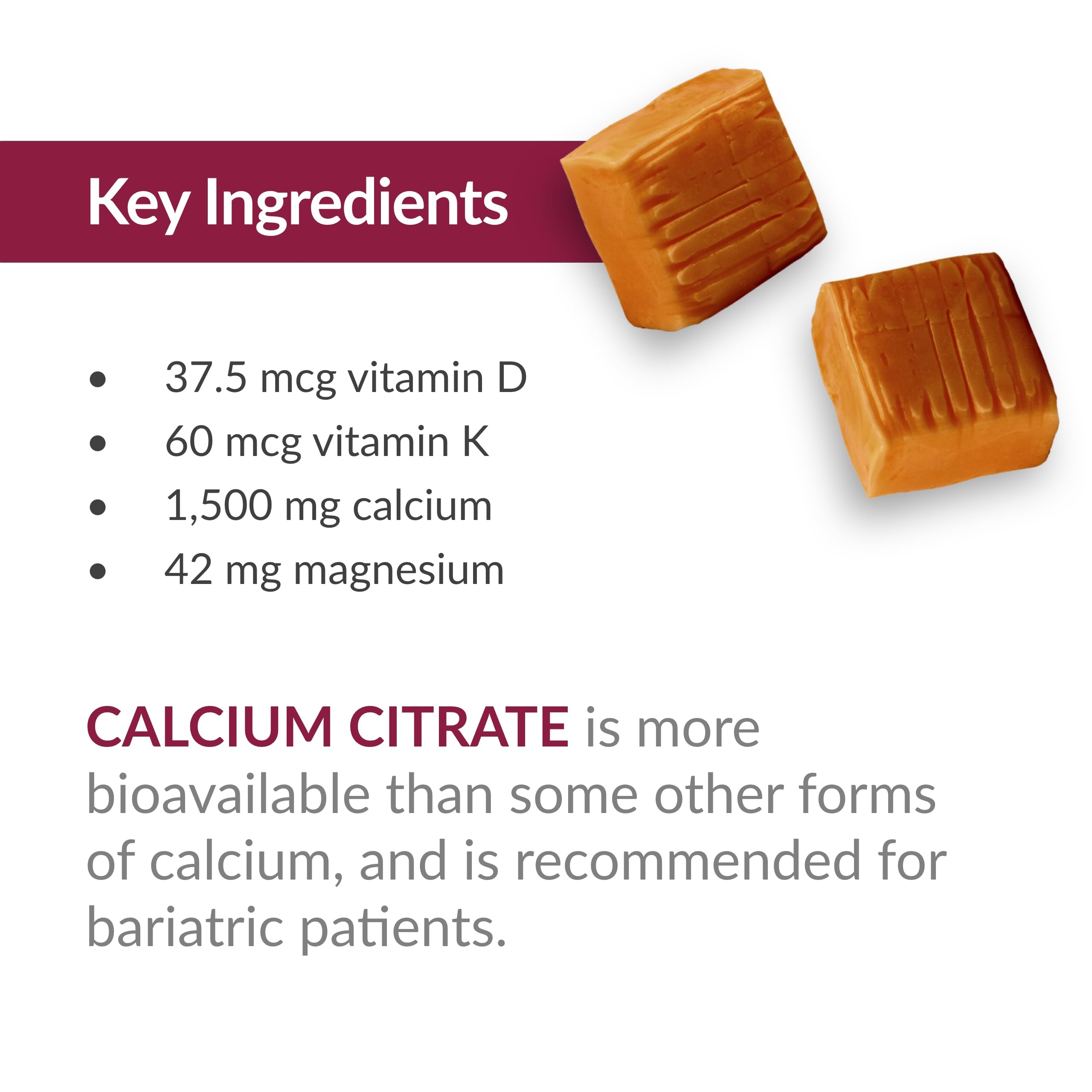 Bariatric Advantage calcium chewy bites ideal for travel and daily snacks