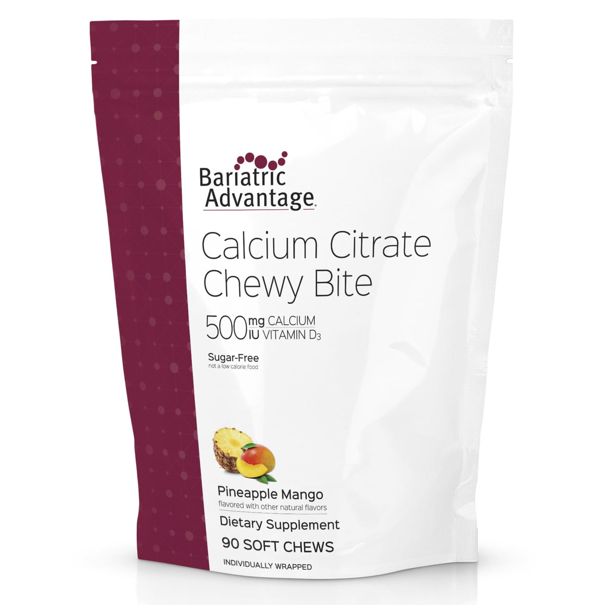 Bariatric Advantage calcium citrate chewy bites pineapple mango bottle