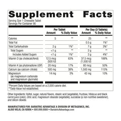 Bariatric Advantage calcium citrate chewable tablets close-up highlighting high-potency formula.