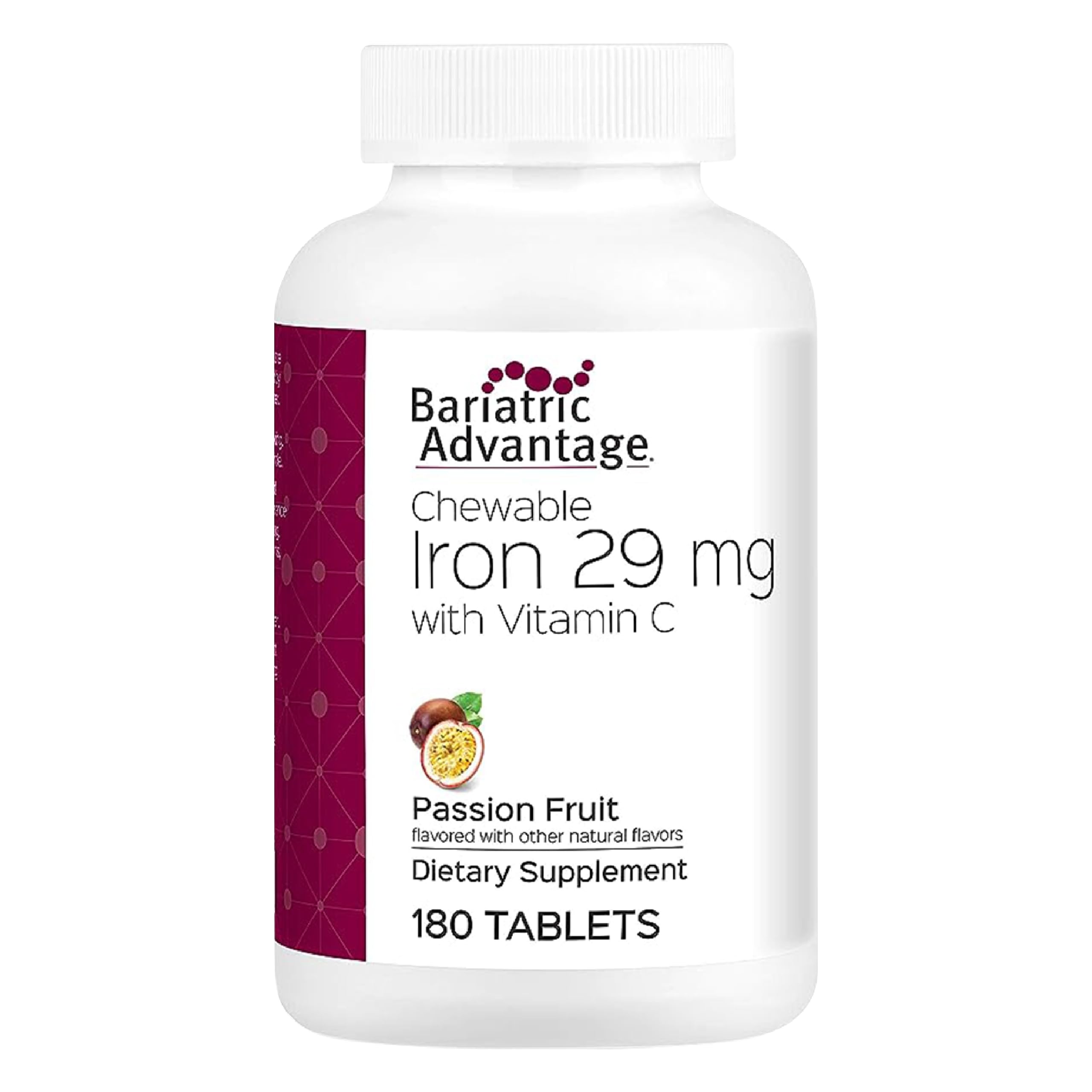 Bariatric Advantage chewable iron 29 mg with passion-fruit flavor for easy daily supplementation