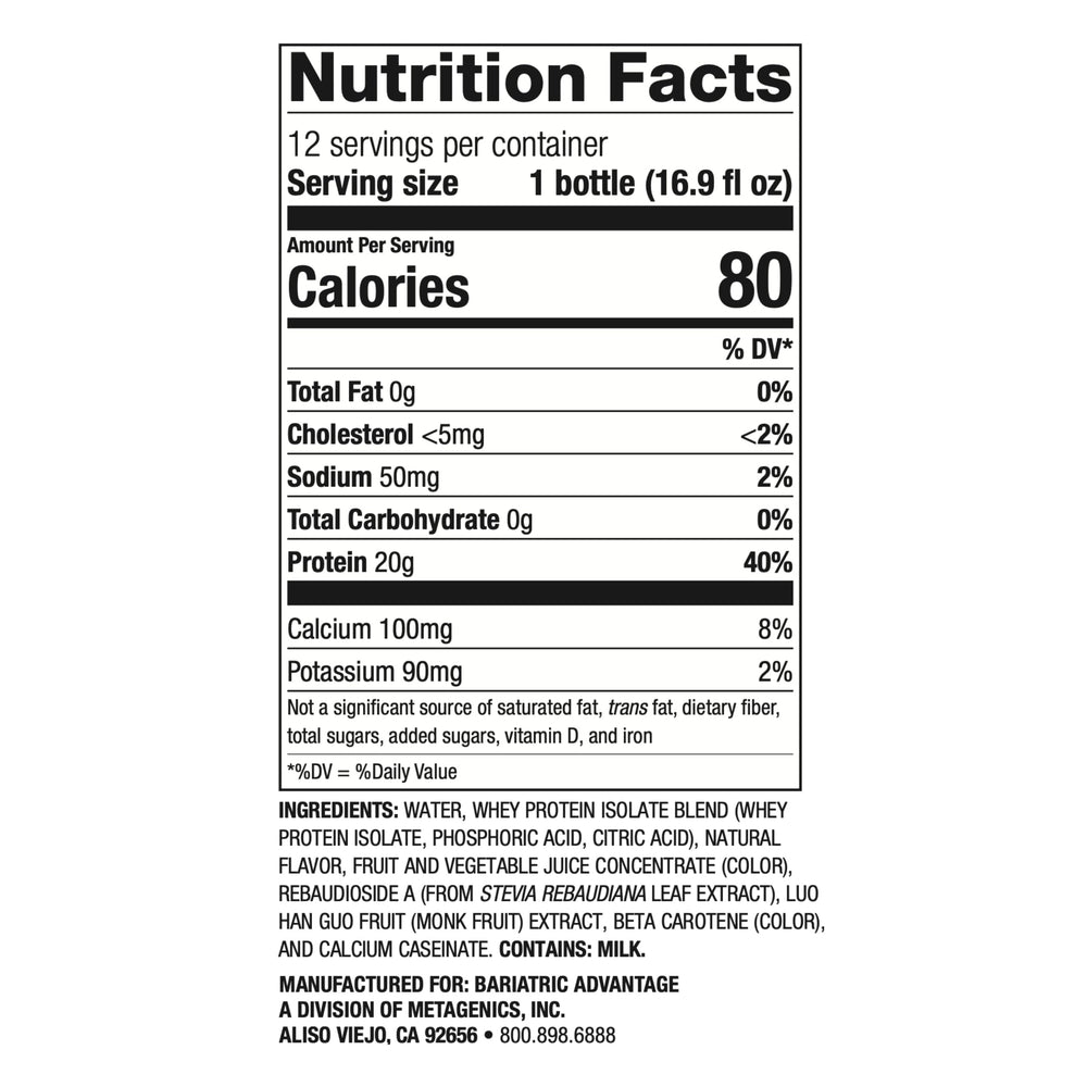 Bariatric Advantage Clearly Protein fruit punch bottle side view showing packaging