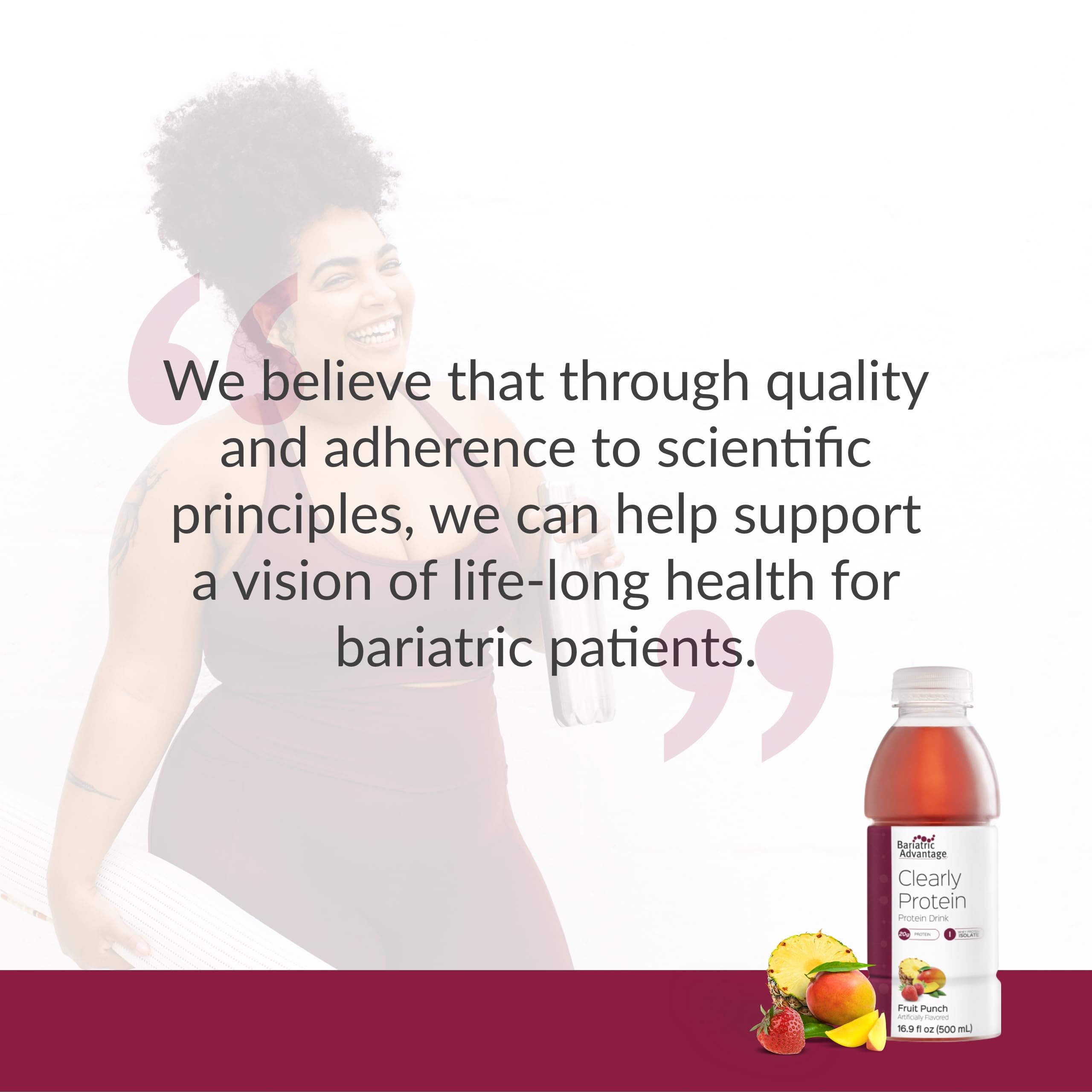 Bariatric Advantage Clearly Protein shake in glass demonstrates on-the-go serving