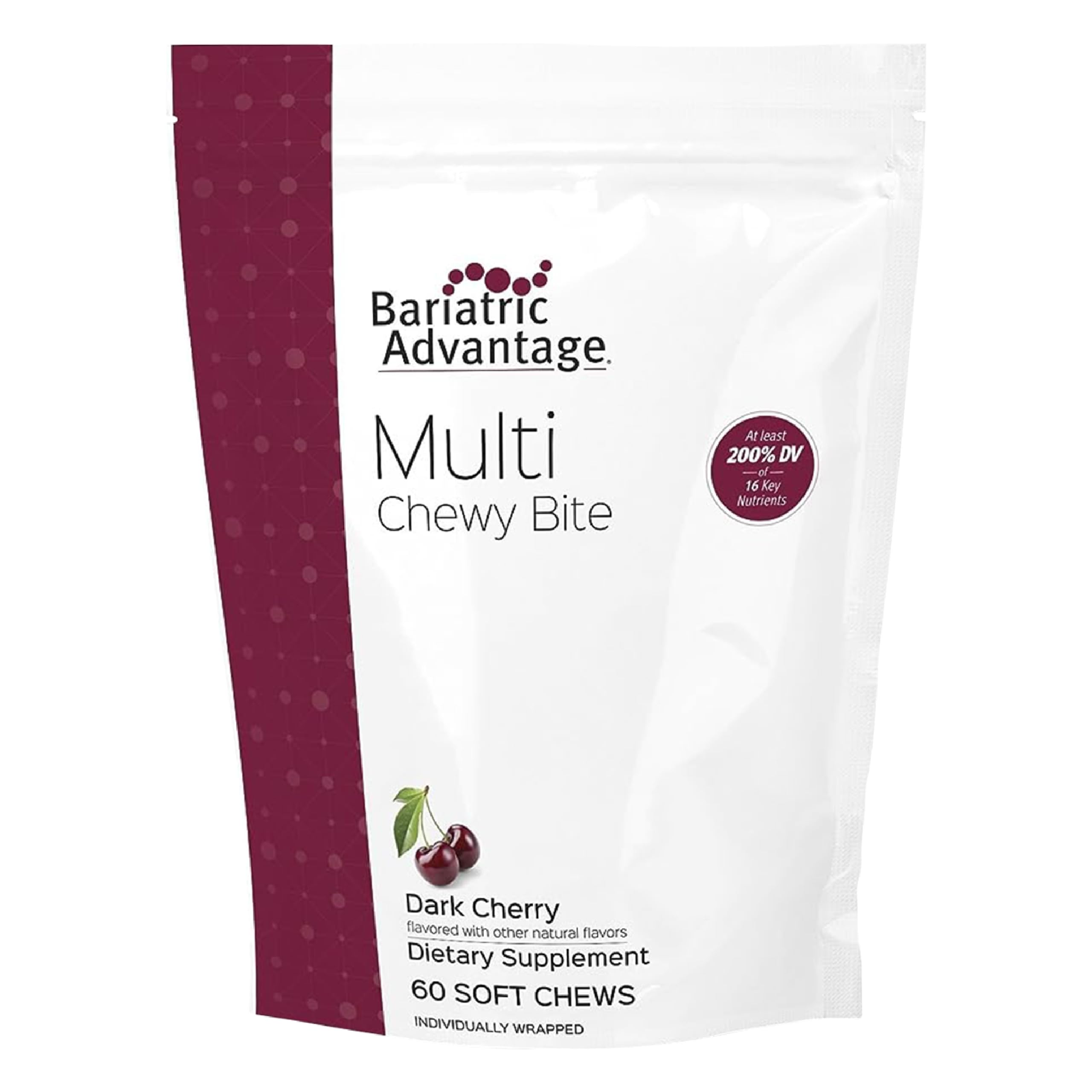 Bariatric Advantage dark cherry flavored multi chewy bite for daily nutrient support