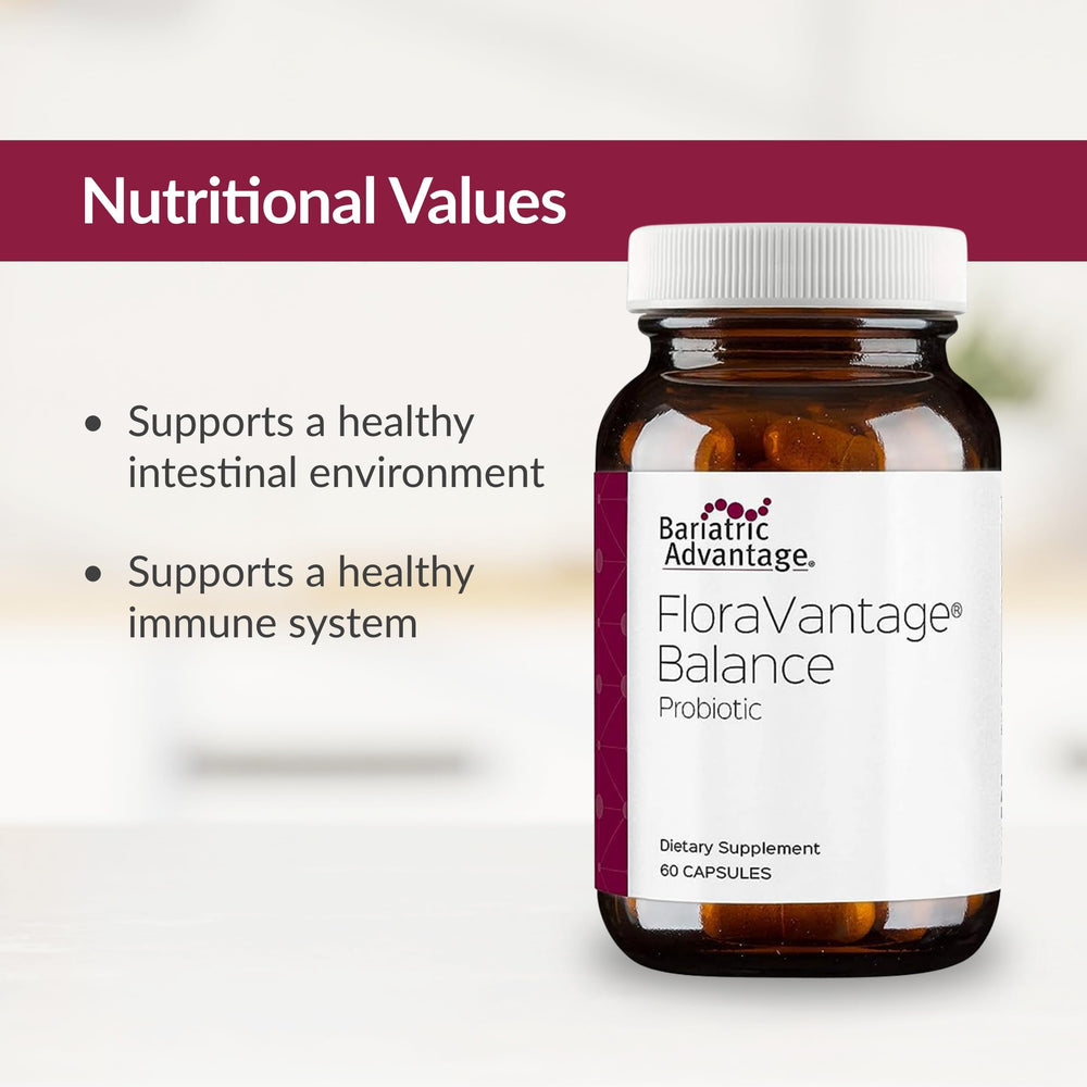 Bariatric Advantage FloraVantage Balance usage image shows taking a capsule with water