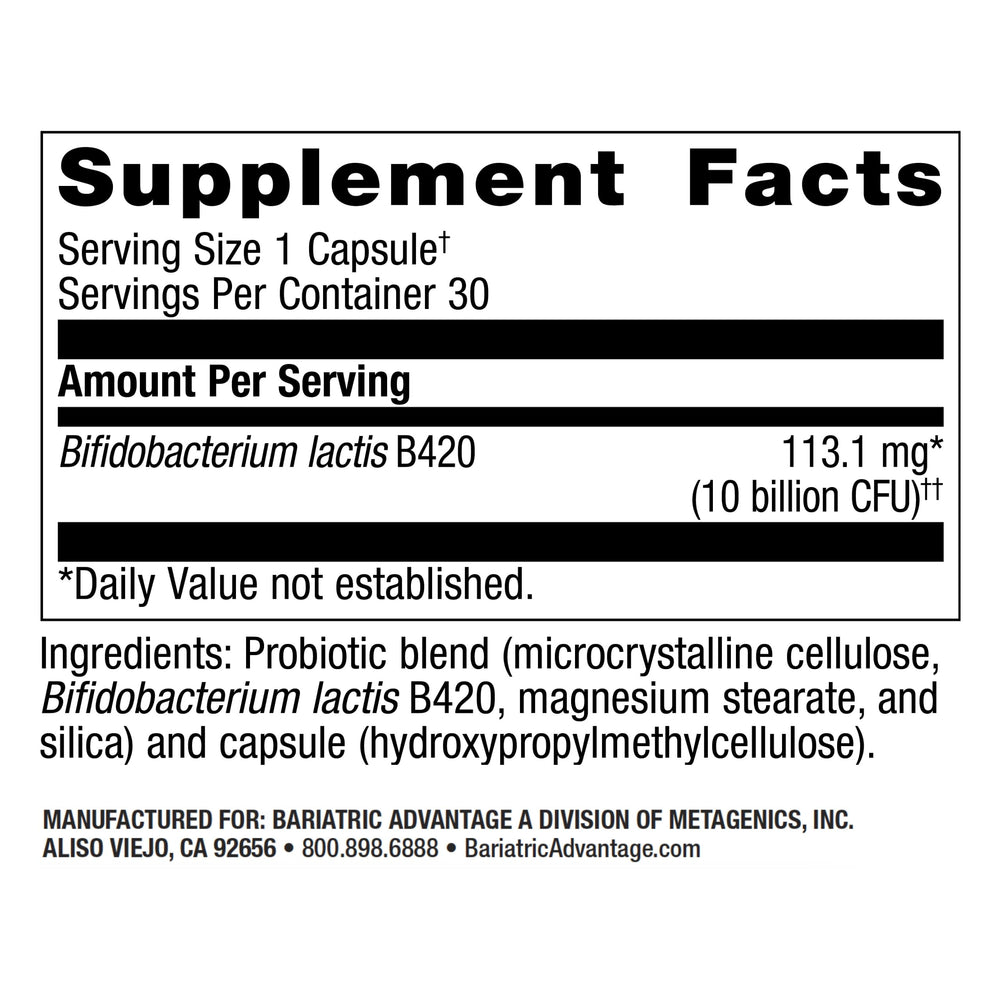 Bariatric Advantage Floravantage Control capsules close-up for daily probiotic intake.