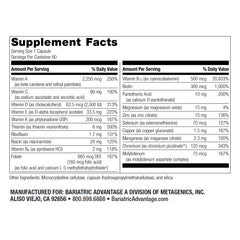 Bariatric Advantage High ADEK Multi capsules closeup highlighting vitamin variety for post-surgery nutrition