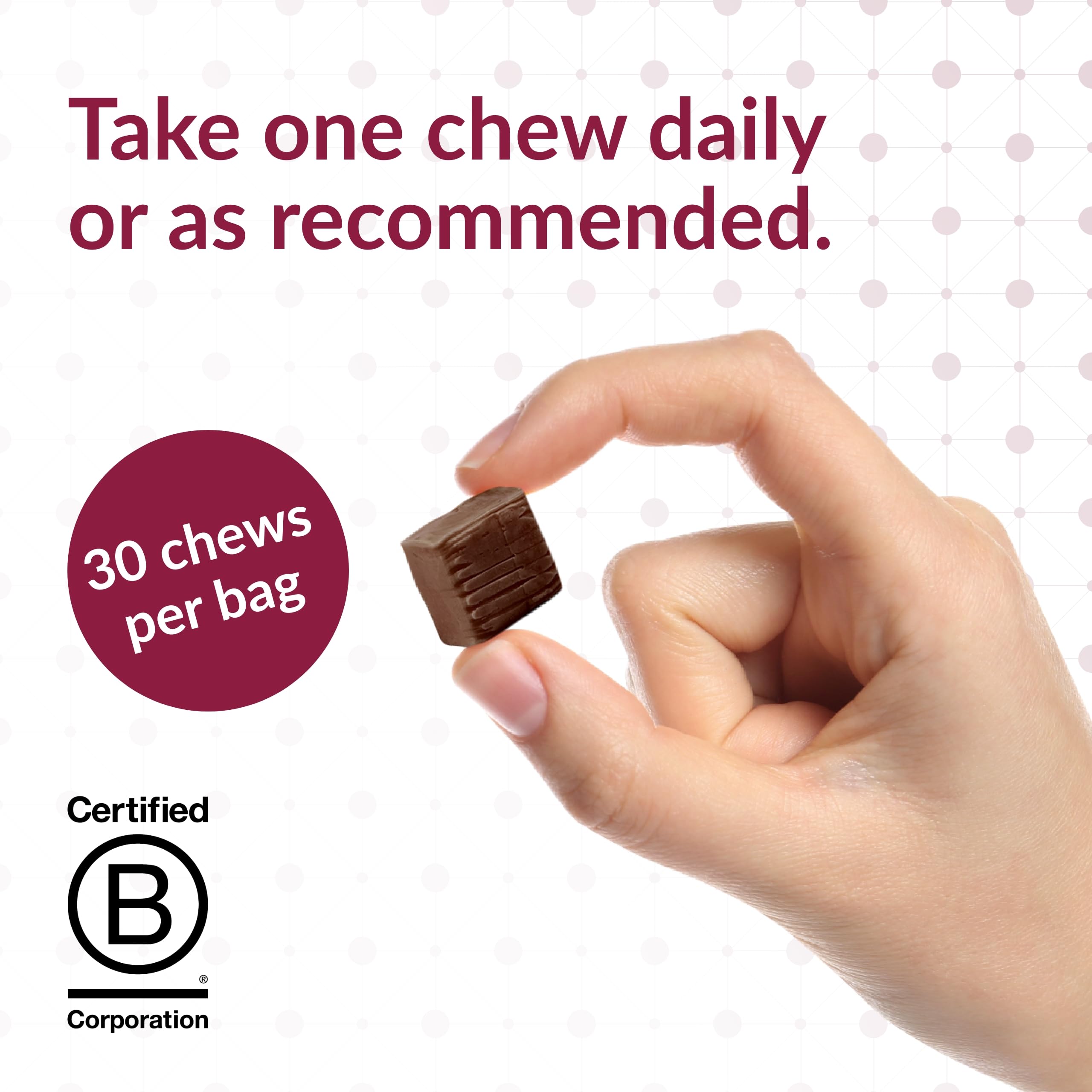 Bariatric Advantage Iron Chewy Bite chocolate raspberry piece close-up for flavorful iron intake.
