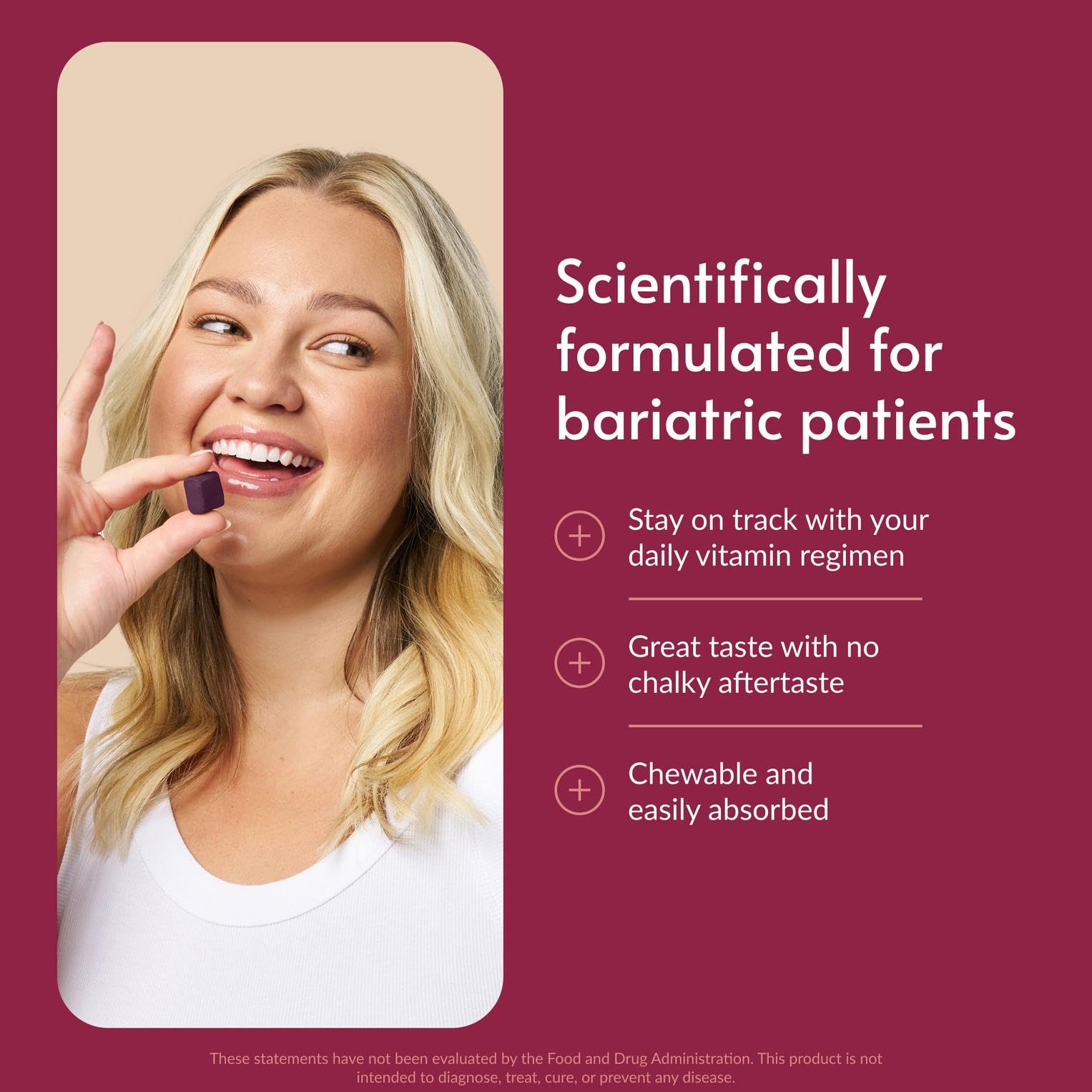 Bariatric Advantage Multi Chewy Bites package view highlighting flavor and dosing ease.