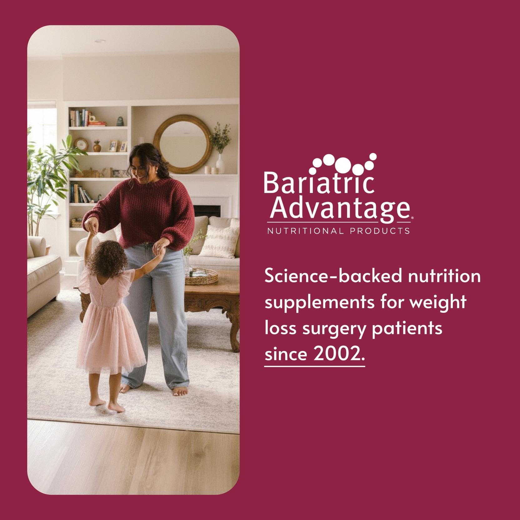 Bariatric Advantage Multi Chewy Bites sealed bottle and 60-count count promotes easy storage.