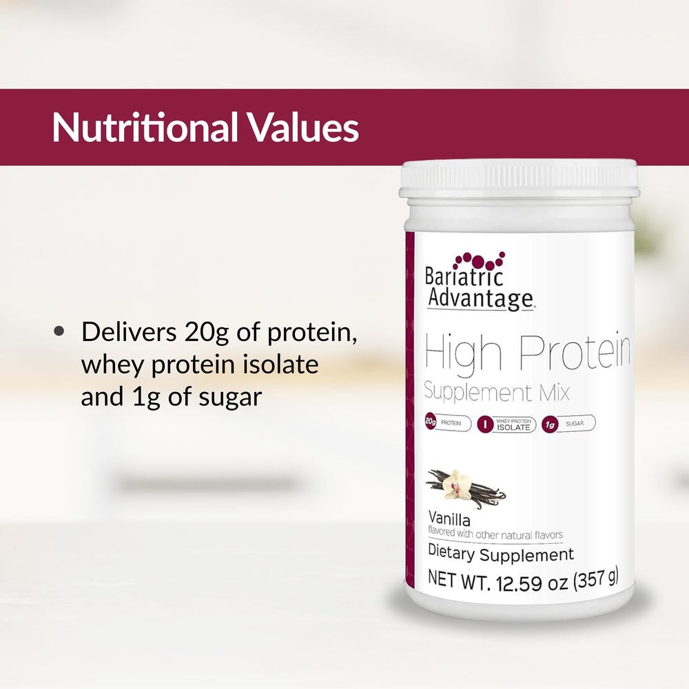 Scoop resting on vanilla protein powder for a smooth mix