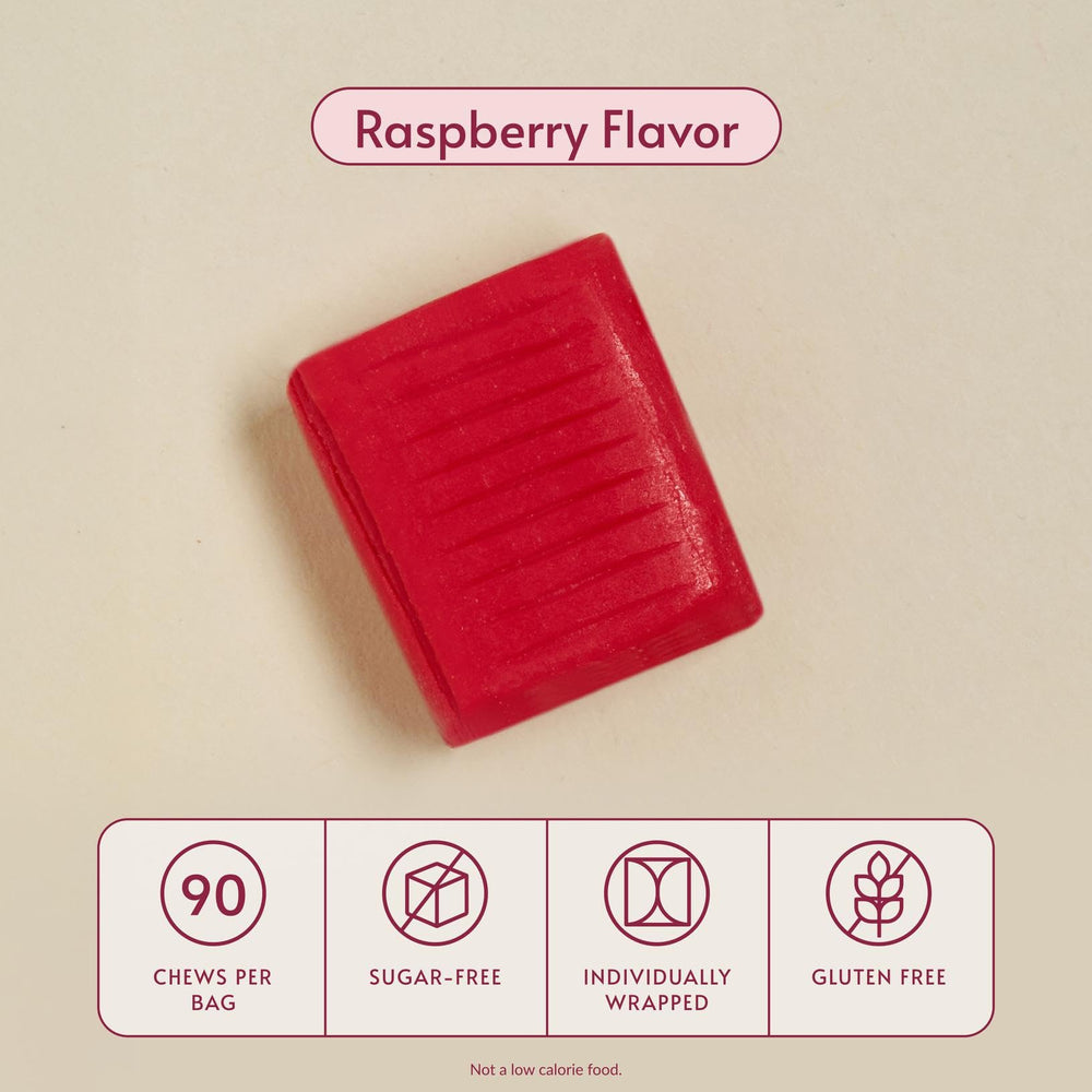 Bariatric Advantage raspberry flavor chews pack emphasizes on-the-go convenience.
