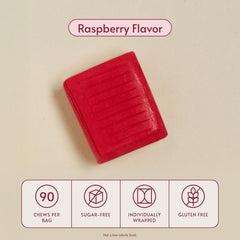 Bariatric Advantage raspberry flavor chews pack emphasizes on-the-go convenience.