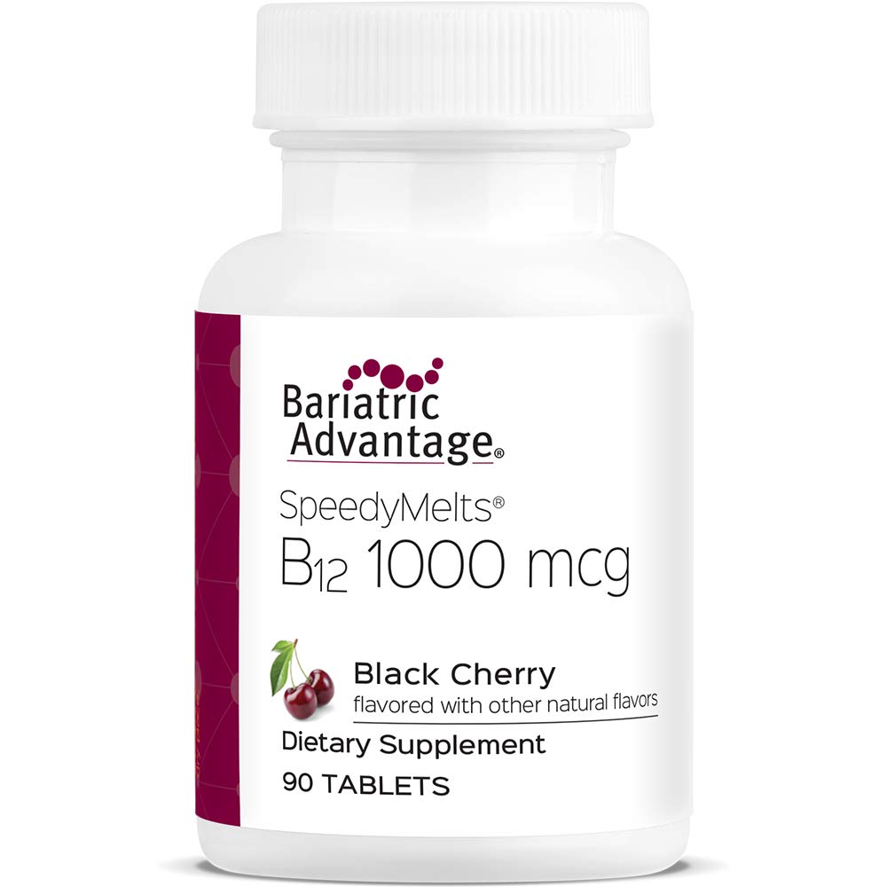 Bariatric Advantage Speedy Melts tablet in black cherry flavor dissolves quickly for post-bariatric support.