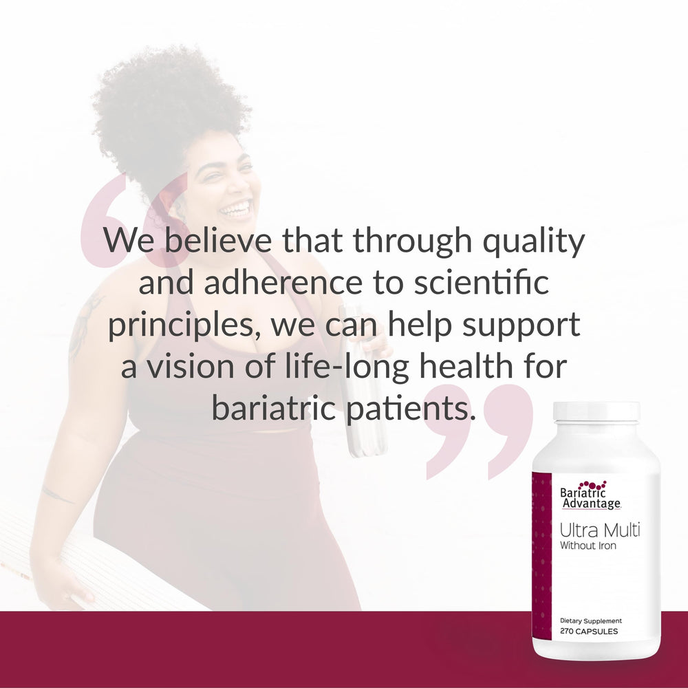 Bariatric Advantage Ultra Multi bottle with supplements ready to take.