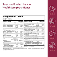 Bariatric Advantage Ultra Multi with Iron three-capsule serving highlights B vitamins and minerals