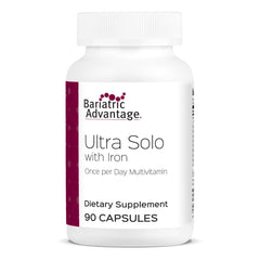 Bariatric Advantage Ultra Solo with Iron bottle front, supports daily bariatric nutrition