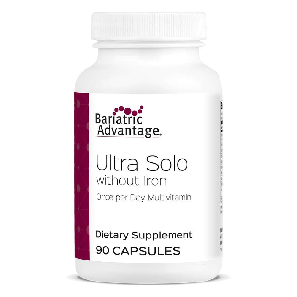 Bariatric Advantage Ultra Solo Without Iron bottle with clear label for daily, easy-use multivitamin