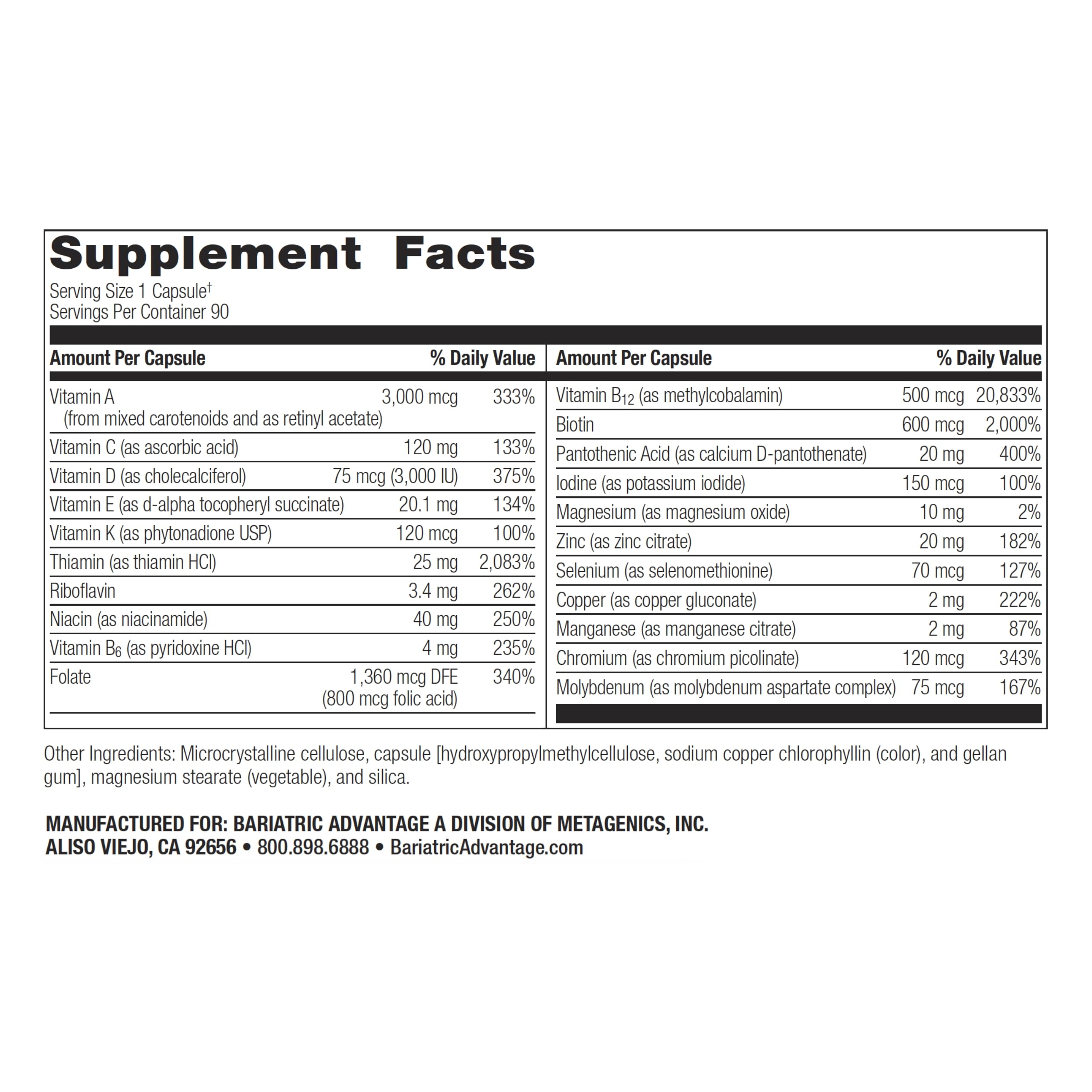 Bariatric Advantage Ultra Solo Without Iron capsule close-up shows easy absorption