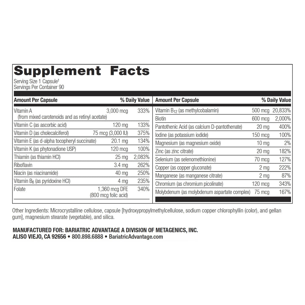 Bariatric Advantage Ultra Solo Without Iron capsule close-up shows easy absorption