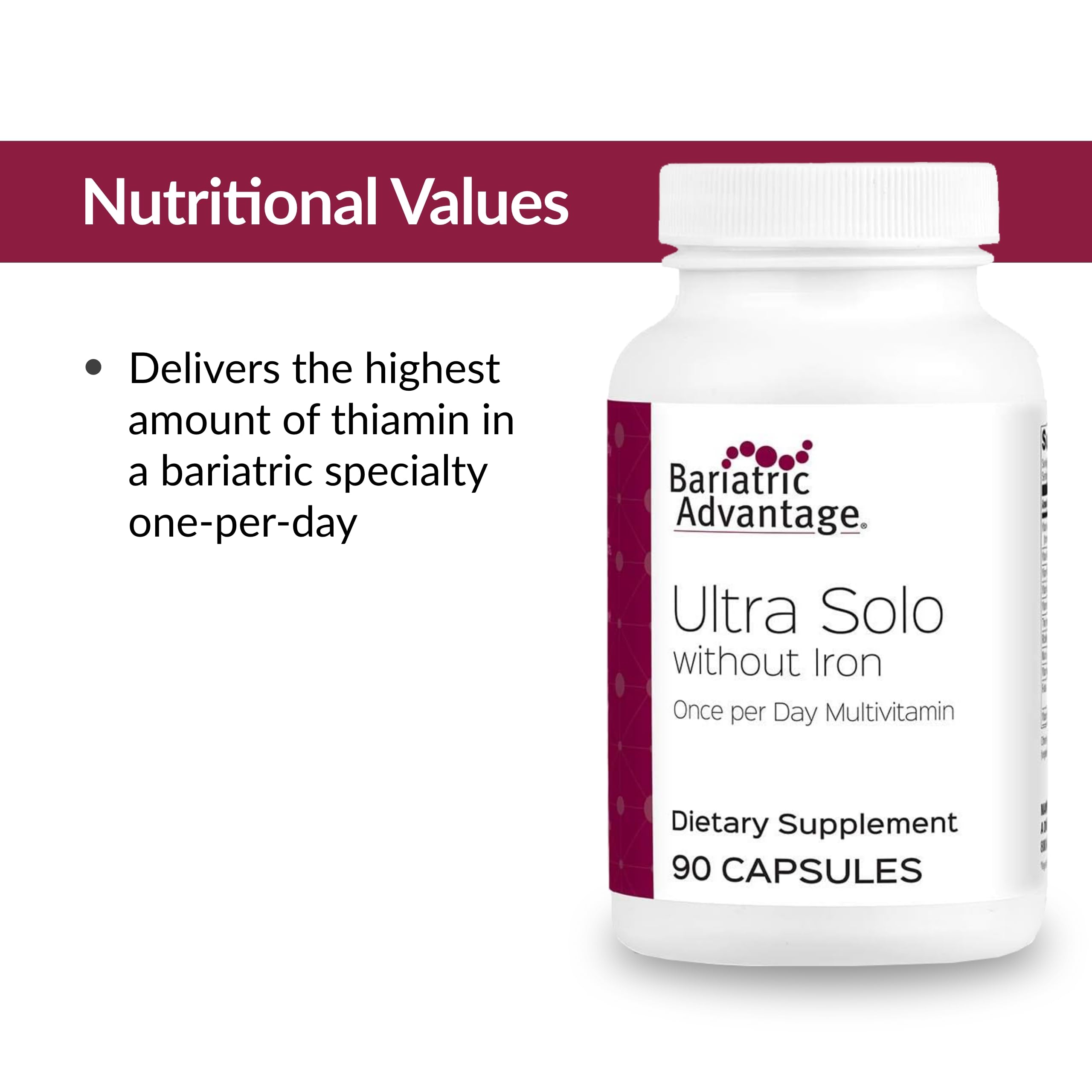 Bariatric Advantage Ultra Solo Without Iron packaging shows gluten-free logo