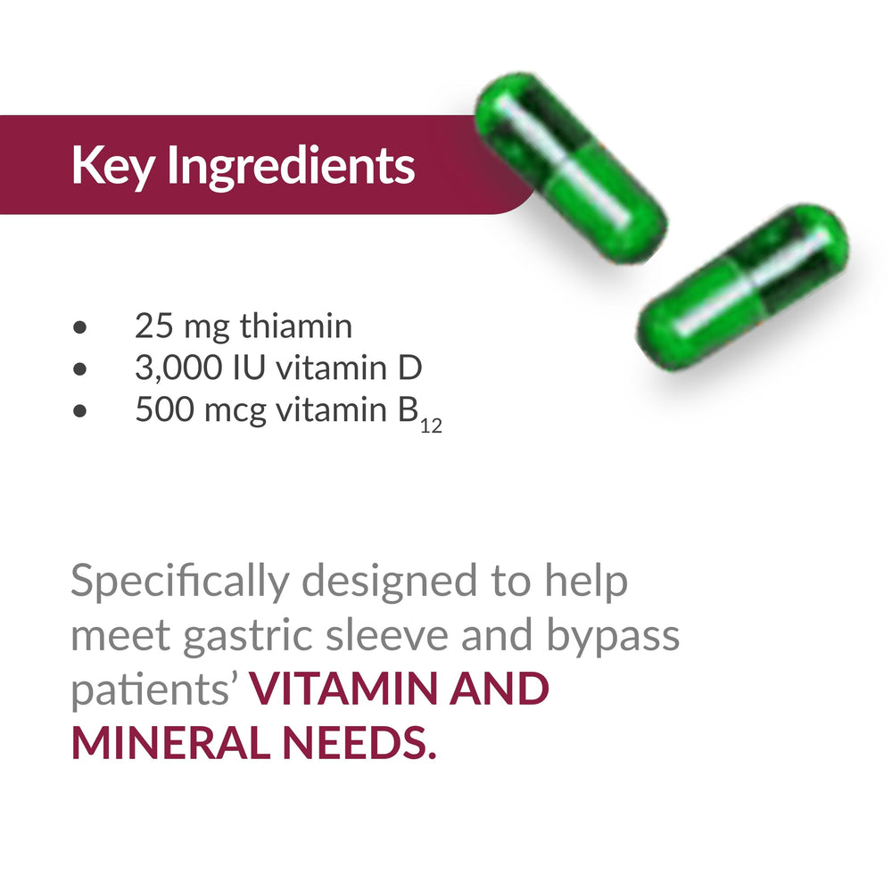Bariatric Advantage Ultra Solo Without Iron vitamin icons suggest comprehensive micronutrient coverage